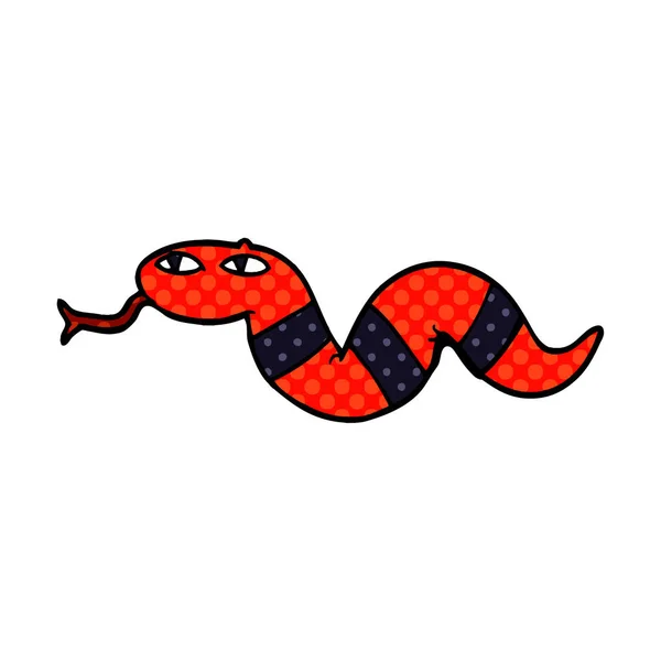 Doodle Desenho Animado Uma Cobra — Vetor de Stock