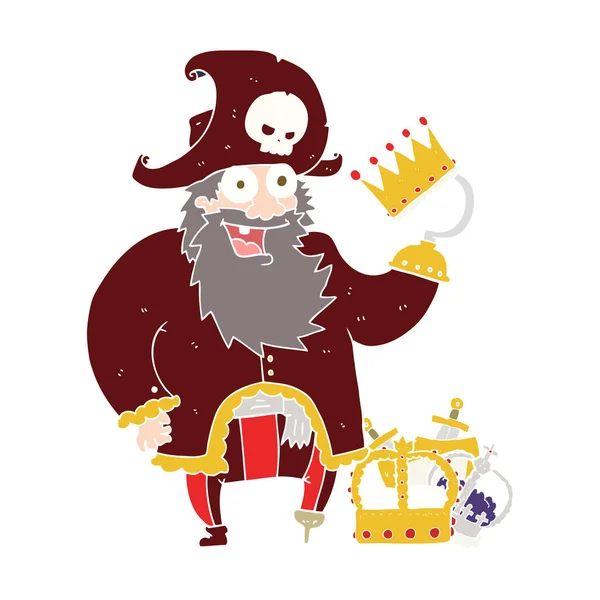 Ilustración Color Plano Del Capitán Pirata — Vector de stock