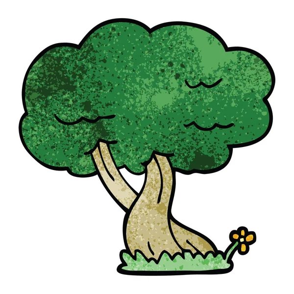 Cartoon Doodle Tree Isolado Fundo Branco — Vetor de Stock