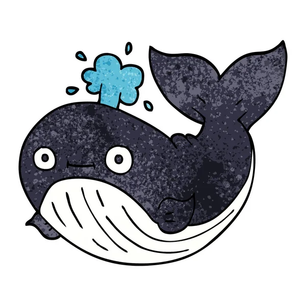 Cartoon Doodle Whale Vector Illustration — Stock Vector