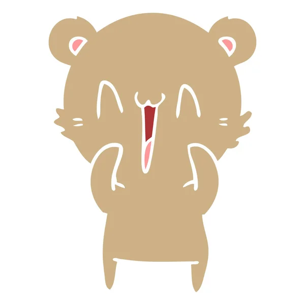 Happy Bear Flat Color Style Cartoon — Stock Vector