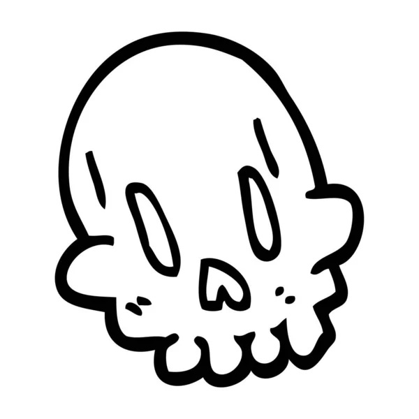 Lijntekening Cartoon Funny Skull — Stockvector