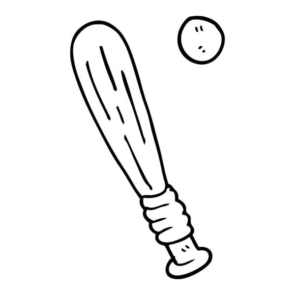 Linienzeichnung Cartoon Schläger Und Ball — Stockvektor