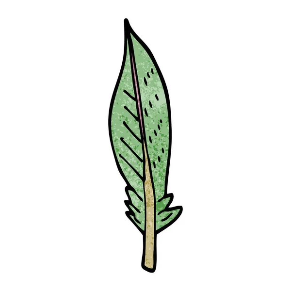 Dessin Animé Doodle Plume Verte — Image vectorielle