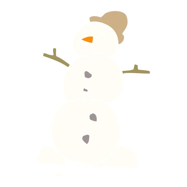 Desenho Animado Doodle Snowman Vetor Ilustração —  Vetores de Stock