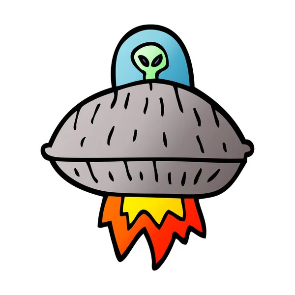 Dessin Animé Doodle Vaisseau Spatial Alien — Image vectorielle