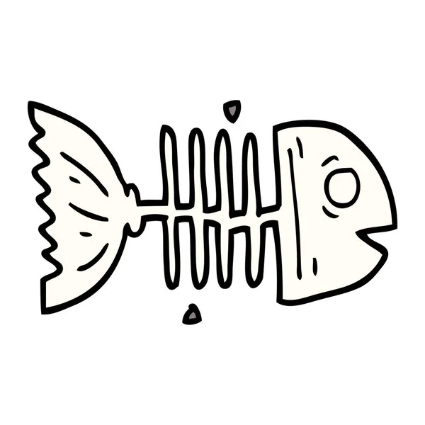 Dibujos Animados Garabatos Huesos Pescado — Archivo Imágenes Vectoriales