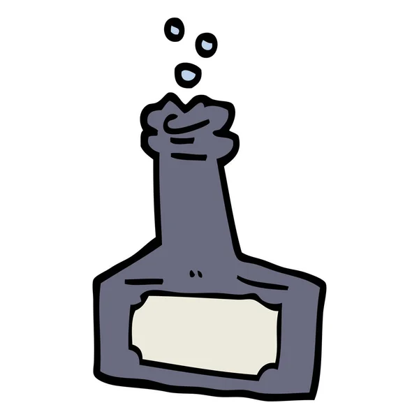 Hand Dras Doodle Stil Tecknad Bubblande Flaska — Stock vektor