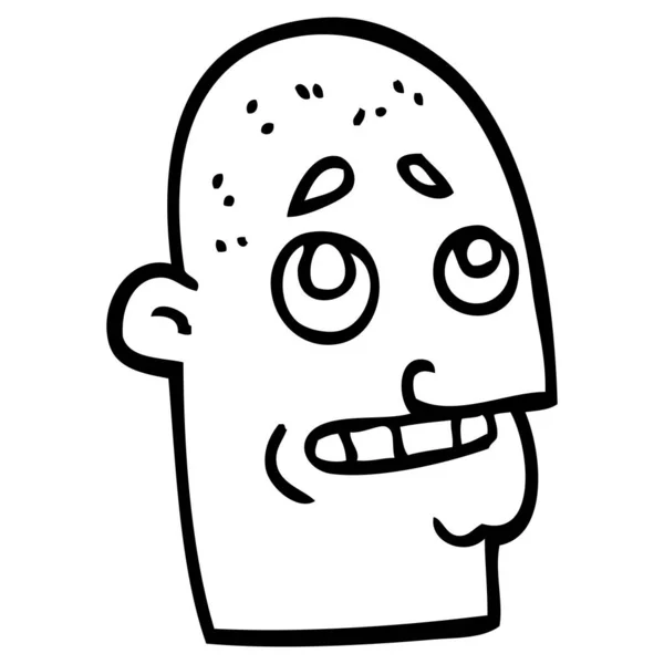 Line Drawing Cartoon Bald Man — Stock Vector