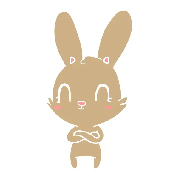 Mignon Plat Couleur Style Dessin Animé Lapin — Image vectorielle