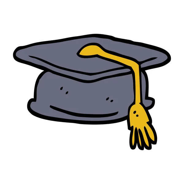 Dibujado Mano Garabato Estilo Dibujos Animados Sombrero Graduación — Vector de stock