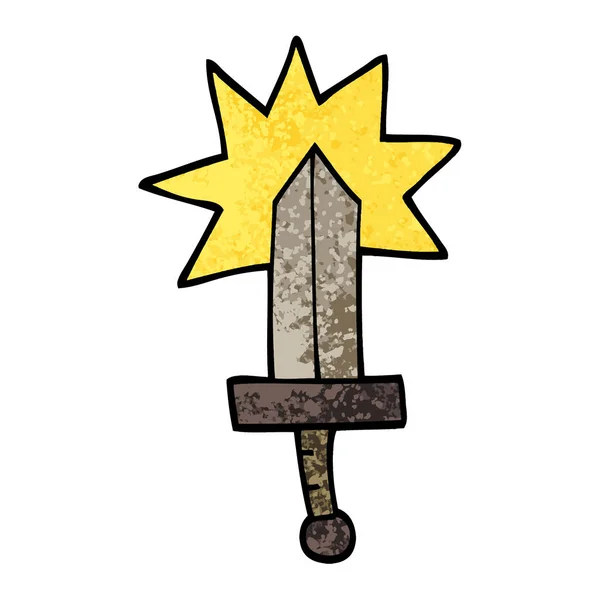 Grunge Textura Ilustración Caricatura Espada — Vector de stock