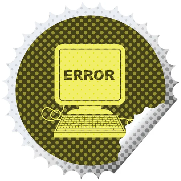 Error Informático Vector Ilustración Circular Pelado Pegatina — Vector de stock