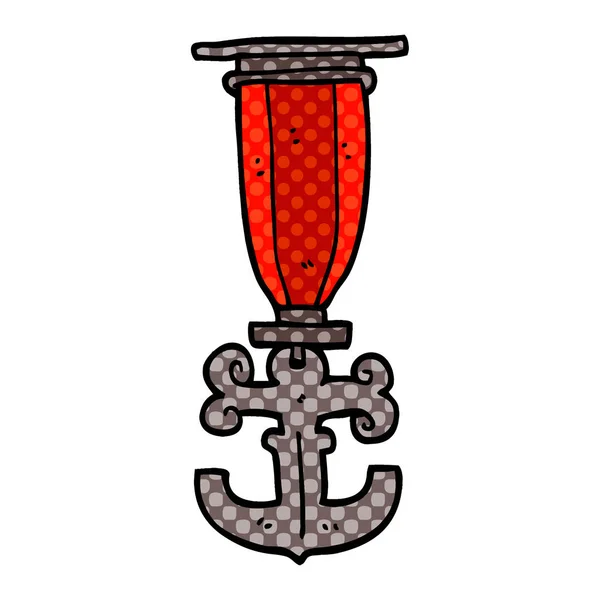 Γελοιογραφία Doodle Ναύτης Μετάλλιο — Διανυσματικό Αρχείο