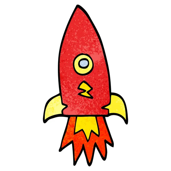 Foguete Espacial Doodle Desenhos Animados — Vetor de Stock