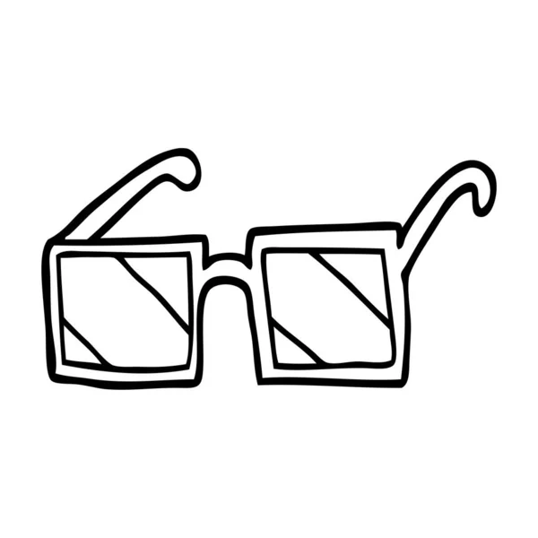 Dessin Ligne Caricature Lunettes Soleil Carrées — Image vectorielle