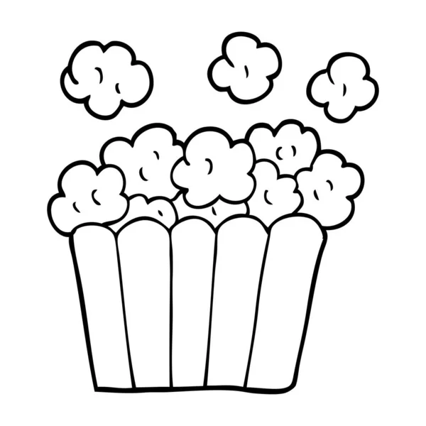 Línea Dibujo Dibujos Animados Cine Palomitas Maíz — Vector de stock