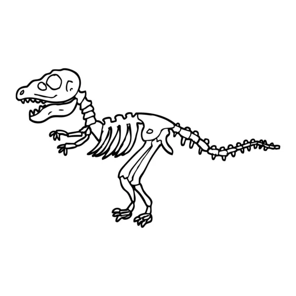 黒と白の漫画の恐竜の骨 — ストックベクタ