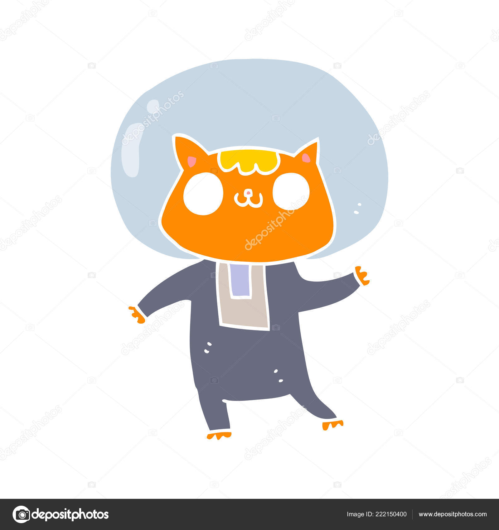 Chat Espace Couleur Plat Style Dessin Animé Image