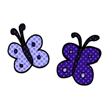 çizgi film doodle kelebek illüstrasyon