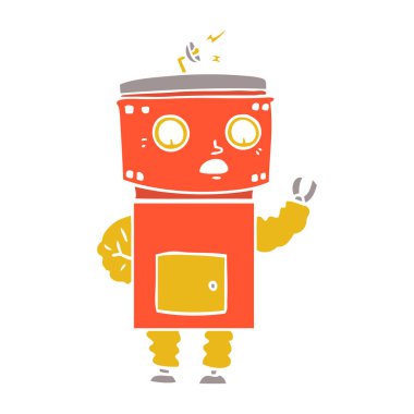 düz renk tarzı çizgi film robot