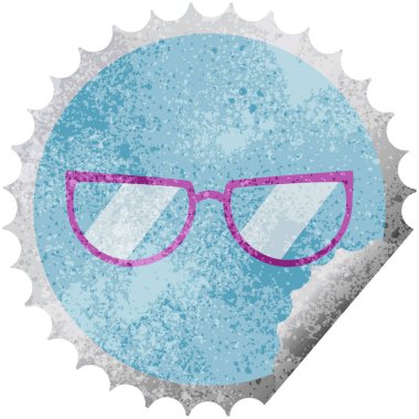 etiket damga yuvarlak gözlük grafik vektör çizim