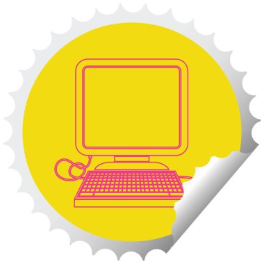 bilgisayar fare ve ekran dairesel peeling çıkartması