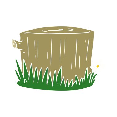 düz renk tarzı çizgi film ağaç kütüğü