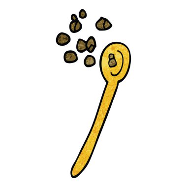 çizgi film üzerinde bir kaşık mısır gevreği doodle