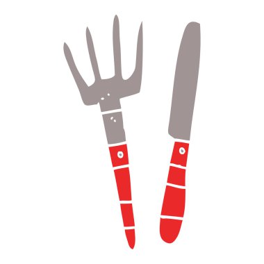 çizgi film doodle bıçak ve çatal