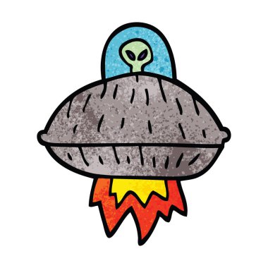 çizgi film doodle uzay gemisi