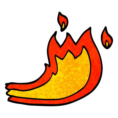 Grunge dokulu illüstrasyon karikatür ateş alev