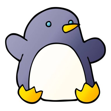Doodle yılbaşı penguen karikatür