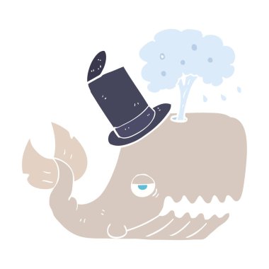 su spouting balina düz renkli çizimi