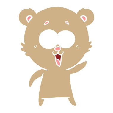 oyuncak ayı düz renk stil çizgi film gülüyor