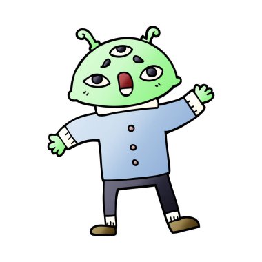 çizgi film doodle uzaylı uzay adamı