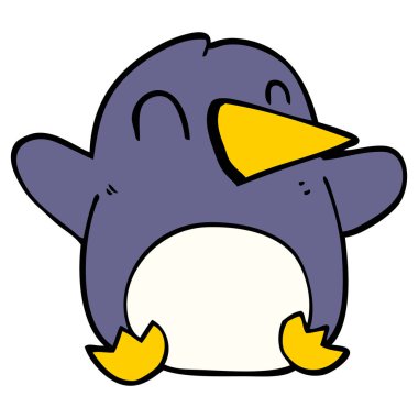 Doodle yılbaşı penguen karikatür