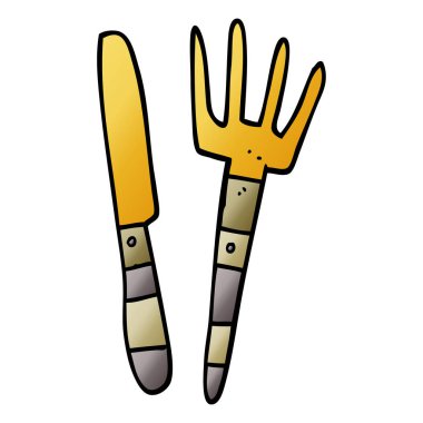 çizgi film doodle bıçak ve çatal