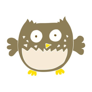 baykuş düz renkli çizimi