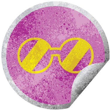 Gözlük grafik vektör çizim dairesel peeling etiket