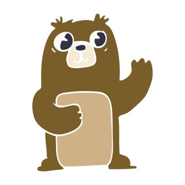 Doodle geniş gözlü ayı çizgi film