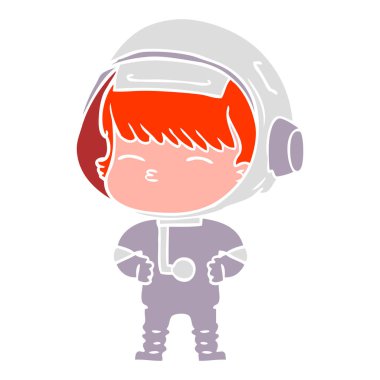 düz renk tarzı çizgi film meraklı astronot