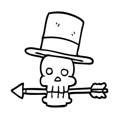 çizim karikatür kafatası ve ok