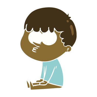 düz renk stil çizgi film erkek beklemiş