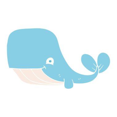 mutlu balina düz renkli çizimi