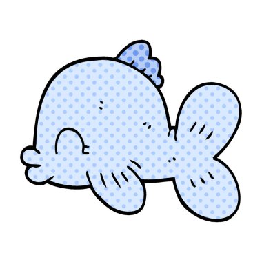 çizgi film doodle balık yüzme