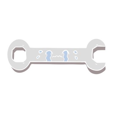 düz renk stil çizgi film somun anahtarı ağlıyor