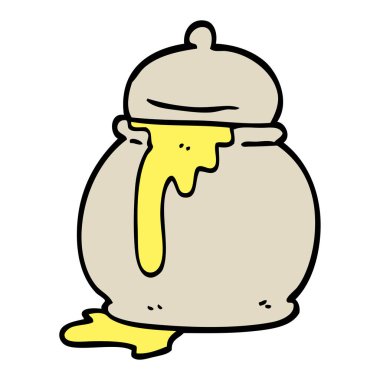 çizilmiş doodle tarzı çizgi film bal çömleği el