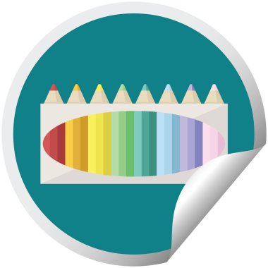 paketi kalem grafik vektör çizim dairesel etiket renklendirme