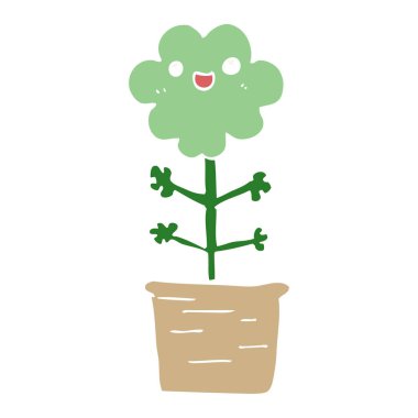 düz renk tarzı çizgi film çiçek